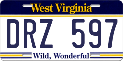WV license plate DRZ597