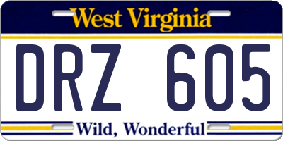WV license plate DRZ605