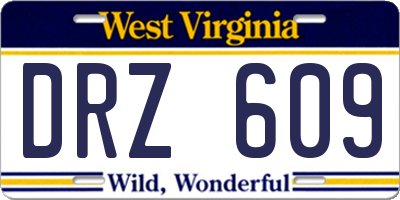 WV license plate DRZ609