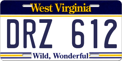 WV license plate DRZ612