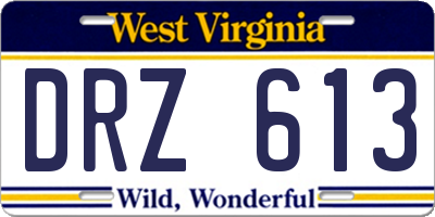 WV license plate DRZ613