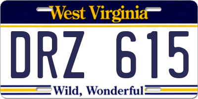 WV license plate DRZ615