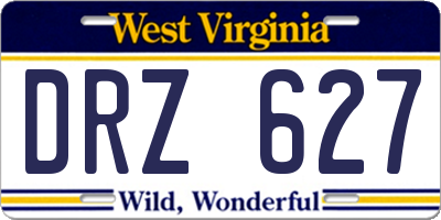 WV license plate DRZ627