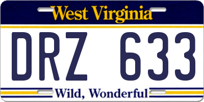 WV license plate DRZ633