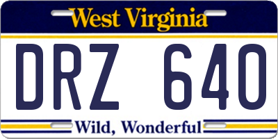 WV license plate DRZ640