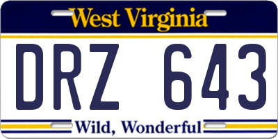 WV license plate DRZ643