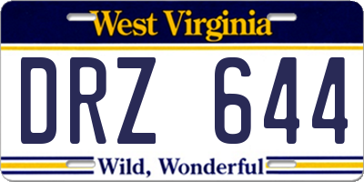 WV license plate DRZ644