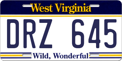 WV license plate DRZ645