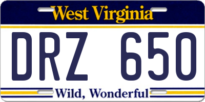 WV license plate DRZ650