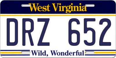 WV license plate DRZ652