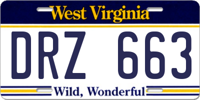 WV license plate DRZ663