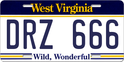 WV license plate DRZ666