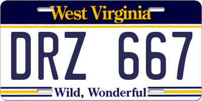 WV license plate DRZ667