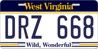 WV license plate DRZ668