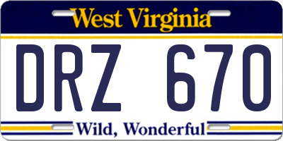 WV license plate DRZ670