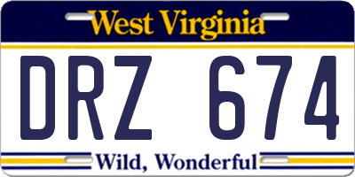 WV license plate DRZ674