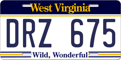 WV license plate DRZ675