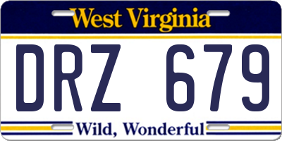 WV license plate DRZ679