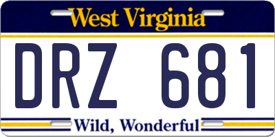 WV license plate DRZ681