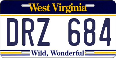 WV license plate DRZ684