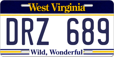 WV license plate DRZ689