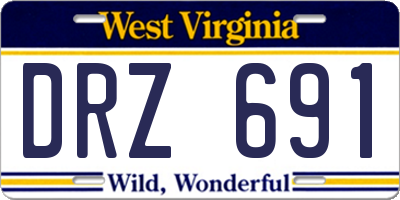 WV license plate DRZ691