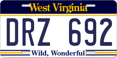 WV license plate DRZ692