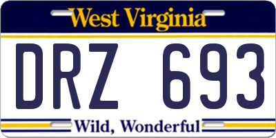 WV license plate DRZ693