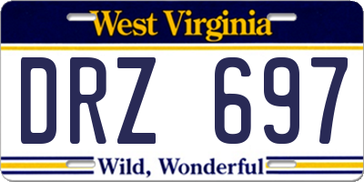 WV license plate DRZ697