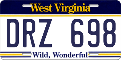 WV license plate DRZ698