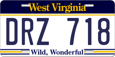 WV license plate DRZ718
