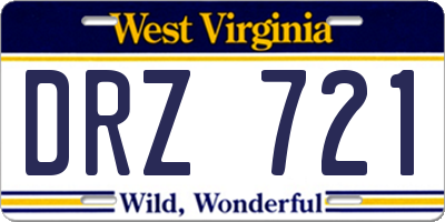 WV license plate DRZ721