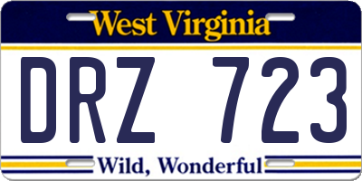 WV license plate DRZ723