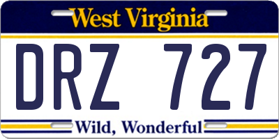 WV license plate DRZ727