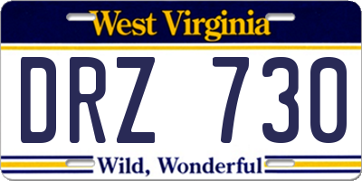 WV license plate DRZ730