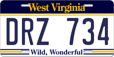 WV license plate DRZ734