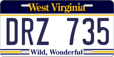 WV license plate DRZ735