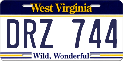 WV license plate DRZ744