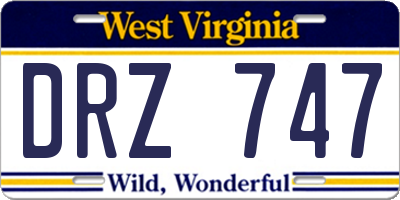 WV license plate DRZ747