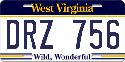 WV license plate DRZ756