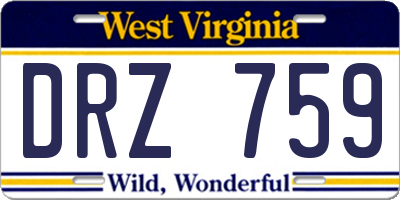 WV license plate DRZ759