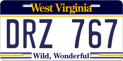 WV license plate DRZ767