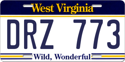 WV license plate DRZ773