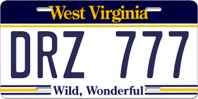 WV license plate DRZ777