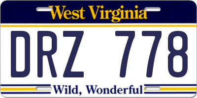 WV license plate DRZ778