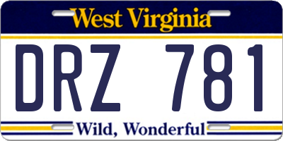WV license plate DRZ781