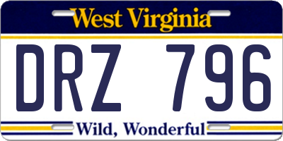 WV license plate DRZ796