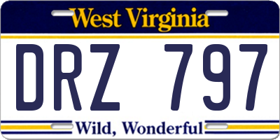 WV license plate DRZ797