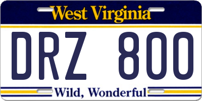 WV license plate DRZ800