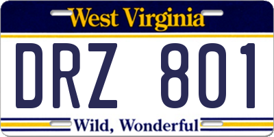 WV license plate DRZ801
